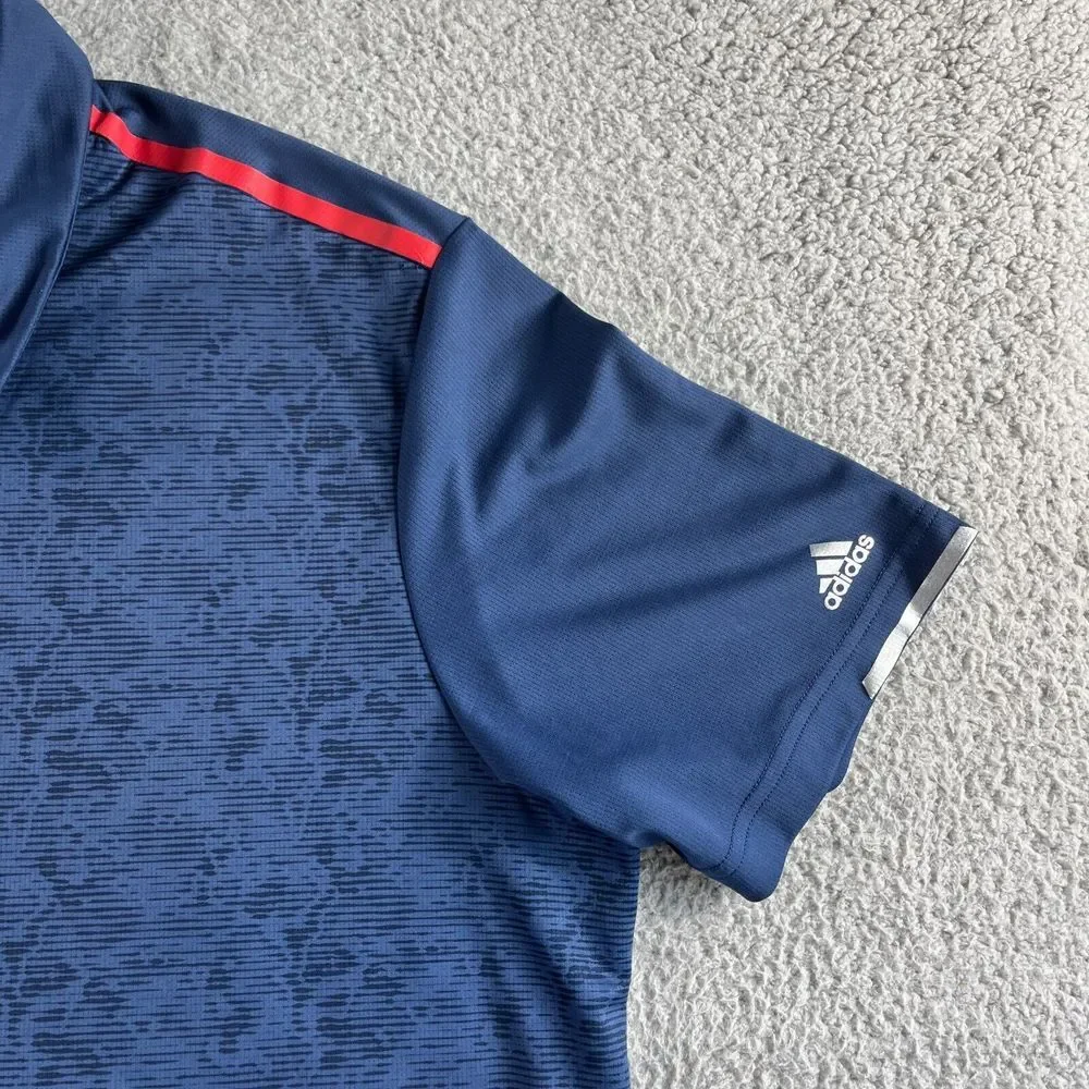 NEW Adidas Polo Shirt Mens Extra Large Blue Graphic Golf Climachill Reflective‎